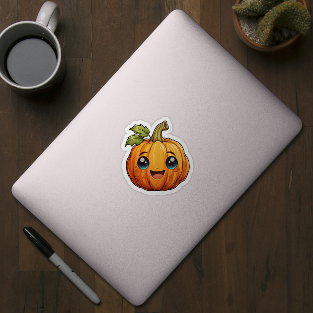 Cute Happy Pumpkin 003 by WickedArtDigital